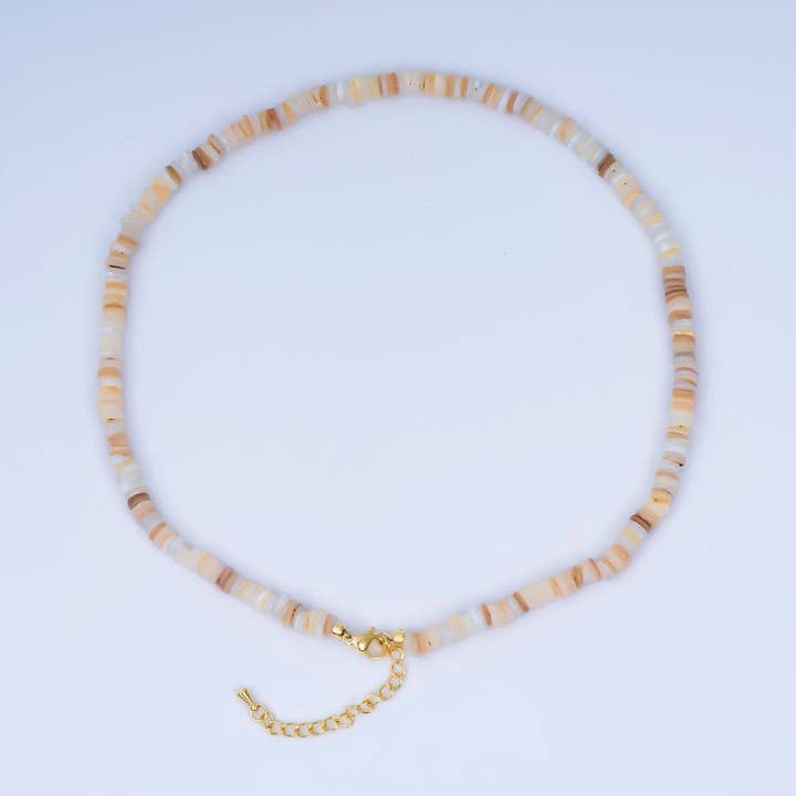 24K Gold Filled Irregular Natural Brown Shell Chip Beads Pearl Gemstone 15.75 Inch Handmade Necklace | WA-3247 for wholesale by Aim Eternal