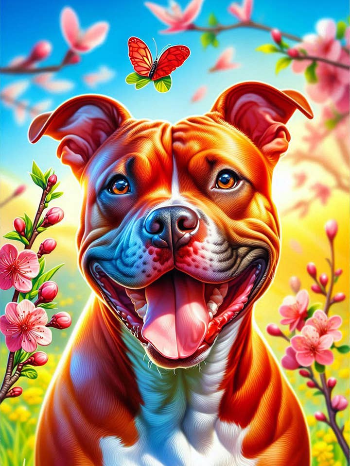 Pit Bull Röd - DCR Spring II Husflagga för wholesale av Best of Breed Products