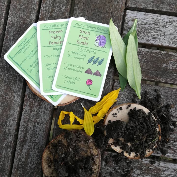 Mud Kitchen Recipe Cards for wholesale by Little Wood Walkers