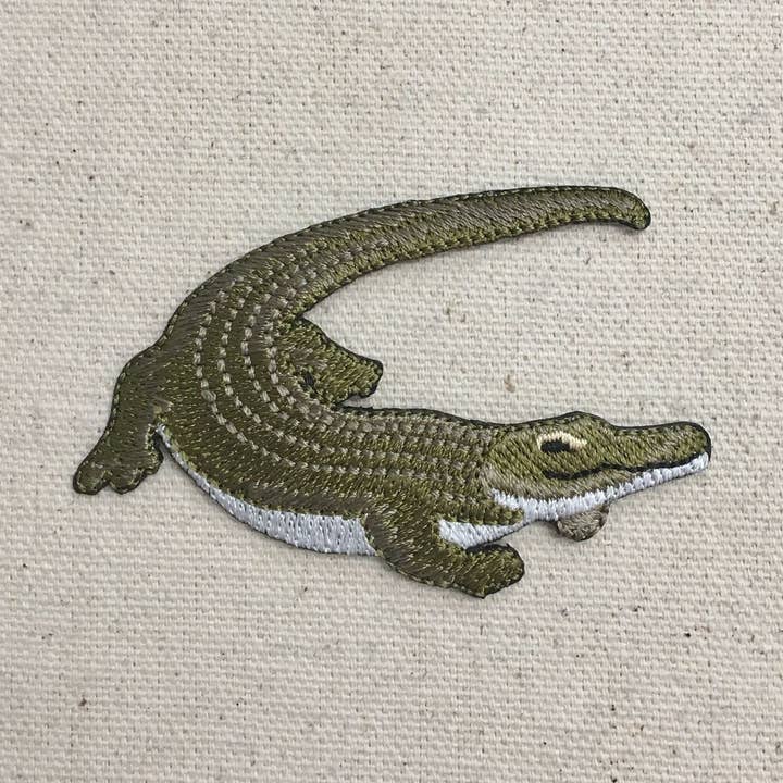 Natural Crocodile - Green/White - Iron on Applique - Embroidered Patch - 697361-A for wholesale by Wholesale Applique