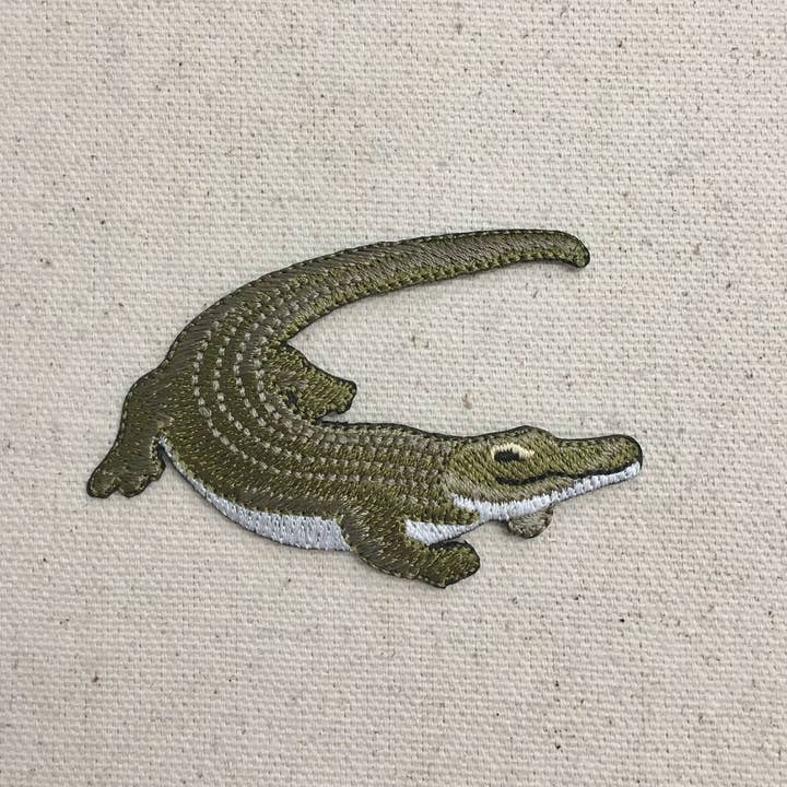 Wholesale Applique - Wholesale Patch - Natural Crocodile - Green/White - Iron on Applique - Embroidered Patch - 697361-A