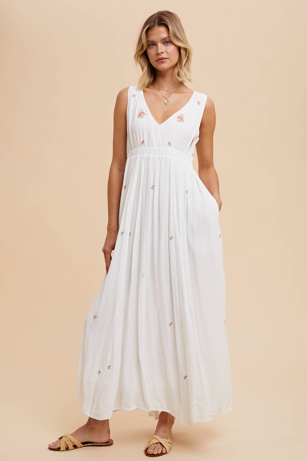 In Loom - Wholesale Dress - Women's - VISCOSE ALL OVER EMBROIDERED SLEEVELESS MAXI DRESS6