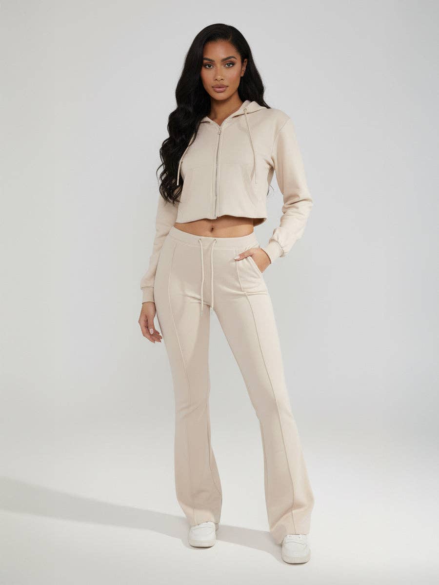 AX Labels - Wholesale Lounge Set - Women's - Interlock Cropped Zip Hoodie and Flared Trouser Set63