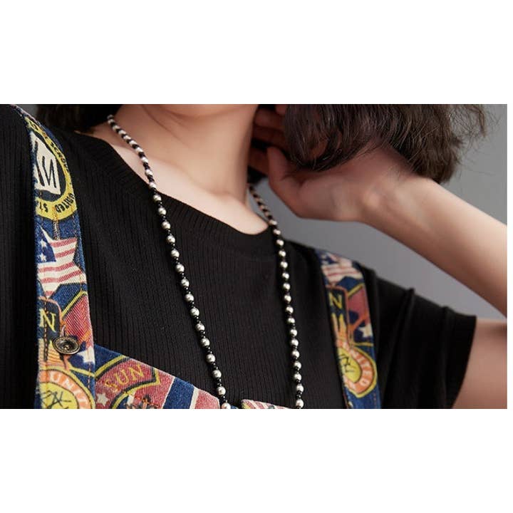 Blå Sommerprintede jeansshorts med stropper til kvinder for engroshandel på Faire8