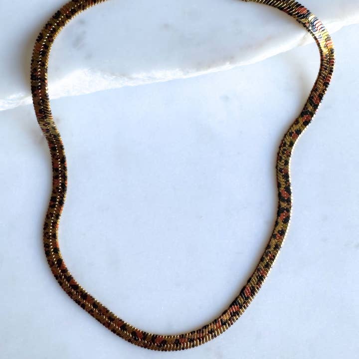 EVERLY | Collier Léopard en Arête de Poisson pour la vente par Alexandra Kathlyn Accessories