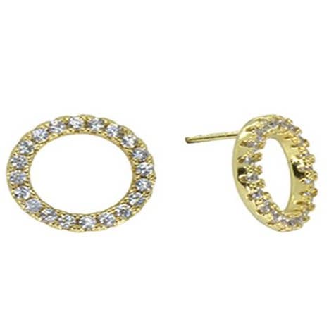 CZ Circle earrings-Gold for wholesale by S&A Fashions