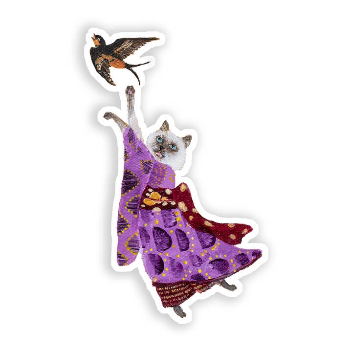 Autocollant en vinyle//Autocollant Geisha Cat Die Cut pour la vente par Jahna Vashti