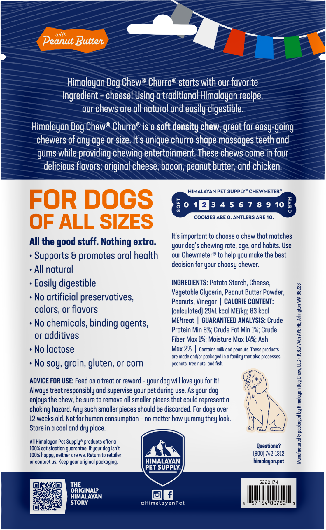 Himalayan Pet Supply - Wholesale Pet Treats - Dog - Churro- Peanut Butter1