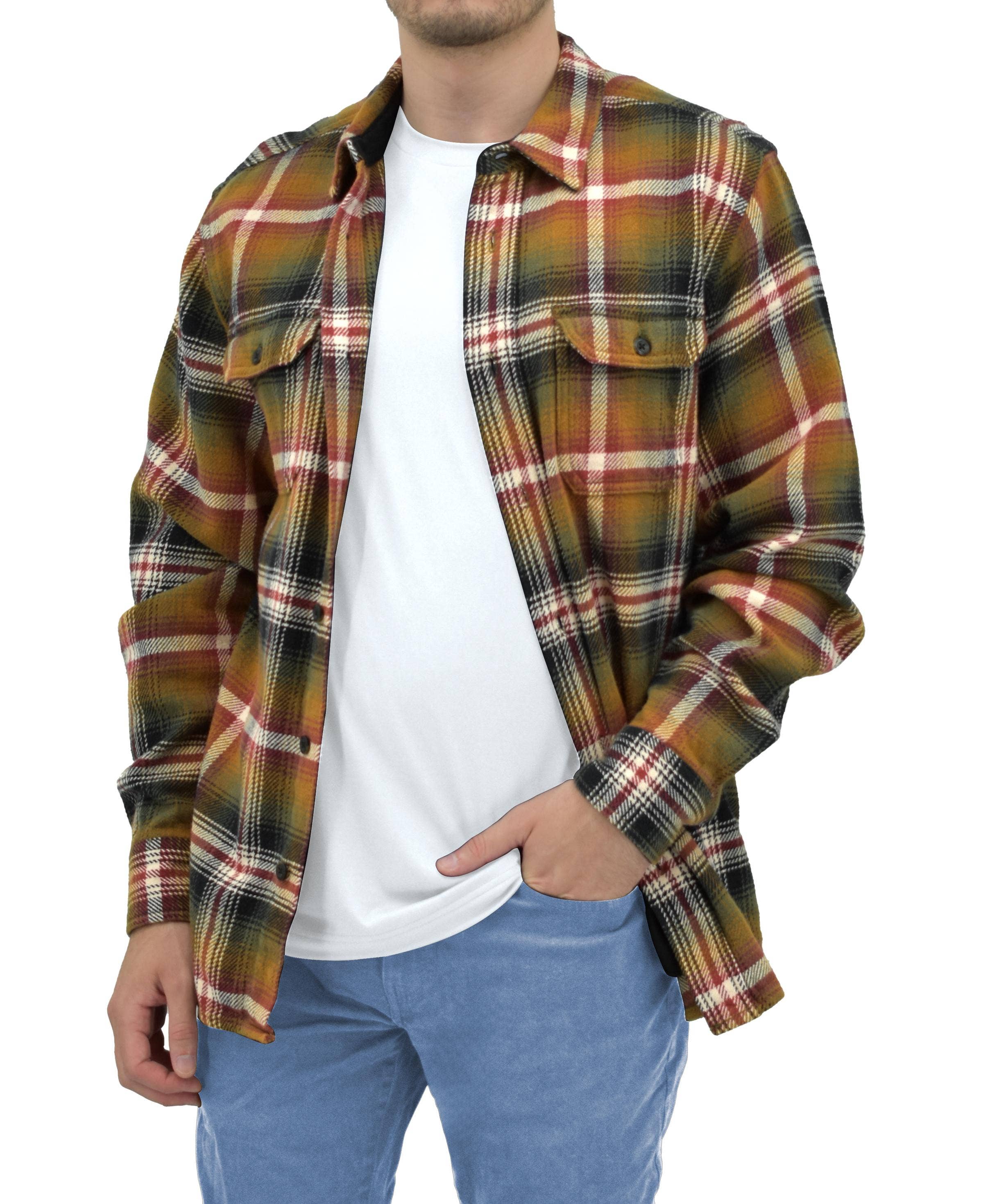 I-Wear Brands - Vente Chemise à col boutonné – homme - Veste-chemise en flanelle pour homme 100 % coton7