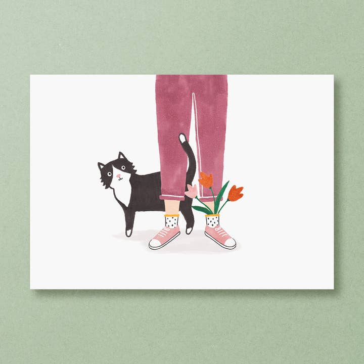 Ansichtkaart zwarte kat voor wholesale door Studio Kuukeluus