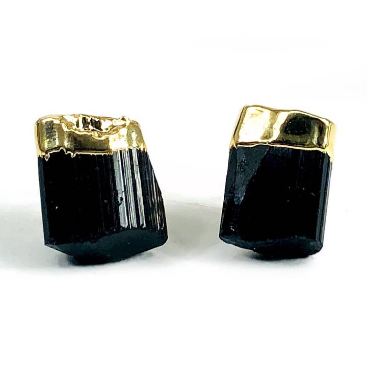 Rock Paradise – wholesale Stud/post earrings – Black Tourmaline Crystal Stud Earrings (5Brownshelf)1