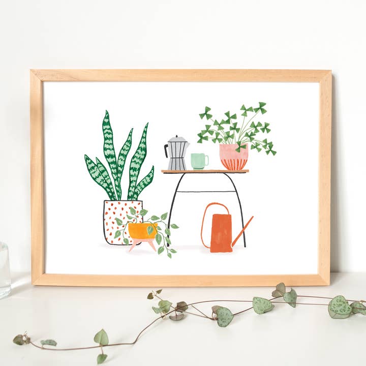 Cartaz A4 Plantas & Café por atacado de Studio Kuukeluus