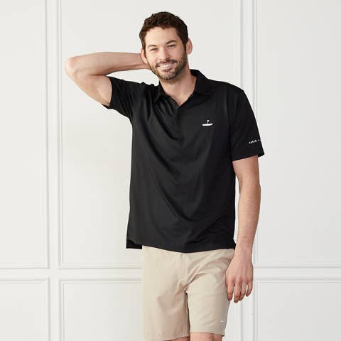 Performance Golf Polo Black for wholesale by CATCH + CLUB