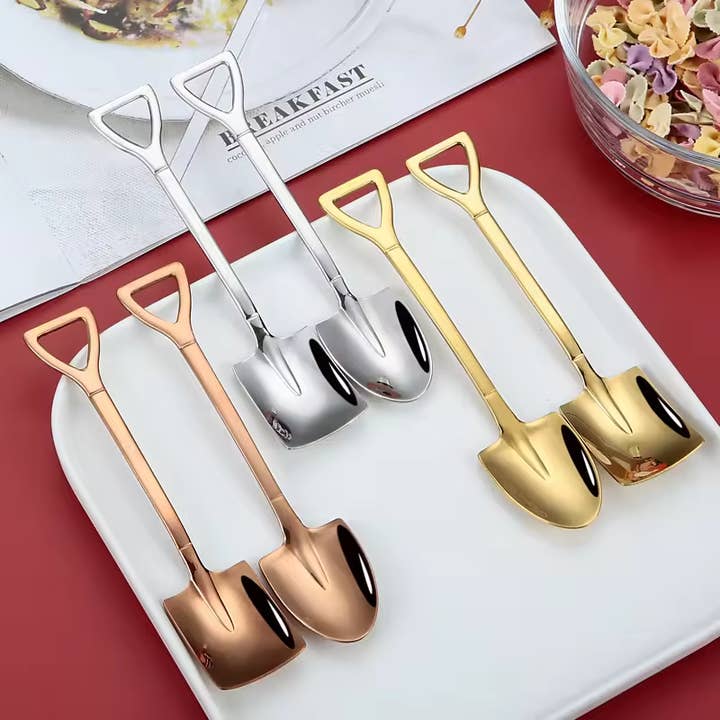 Sostraw & SmartThings - Wholesale Table Spoon (Cutlery) - Shovel Spoon - 2 shapes/4 colors - For Tea, Coffee, Dessert6