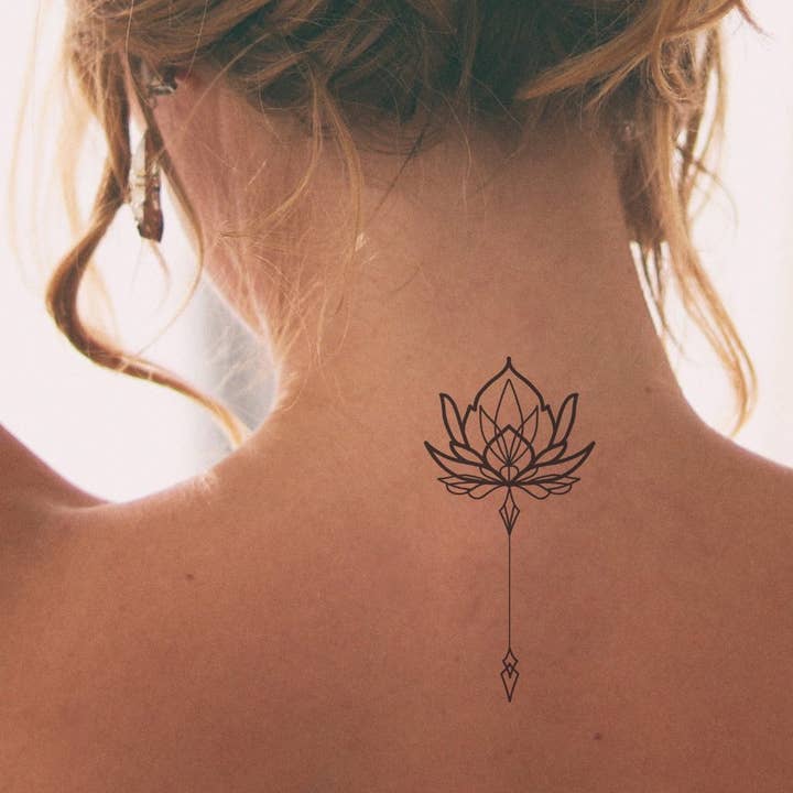encredelicate – wholesale Tillfällig tatuering – Geometrisk lotus tillfällig tatuering