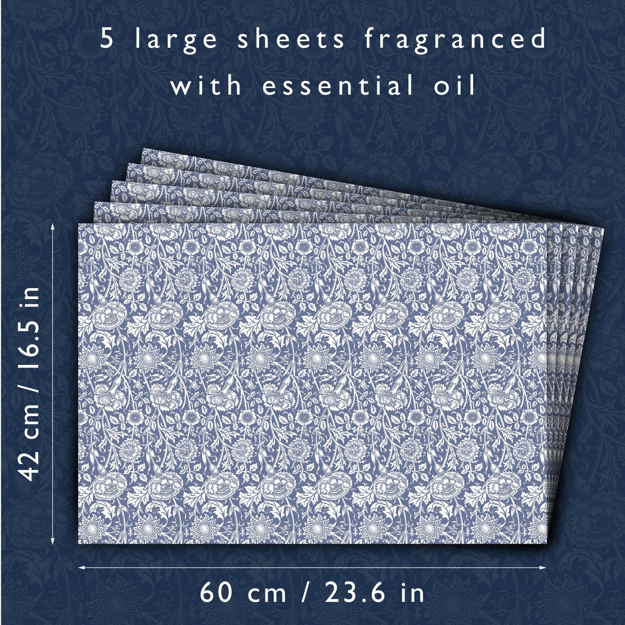 The Master Herbalist - Wholesale Drawer Liner - LAVENDER SCENTED Drawer Liners in BLUE William Morris Design6