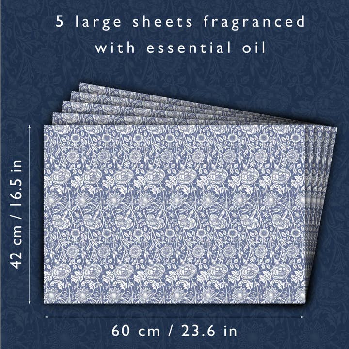 The Master Herbalist - Wholesale Drawer Liner - LAVENDER SCENTED Drawer Liners in BLUE William Morris Design6
