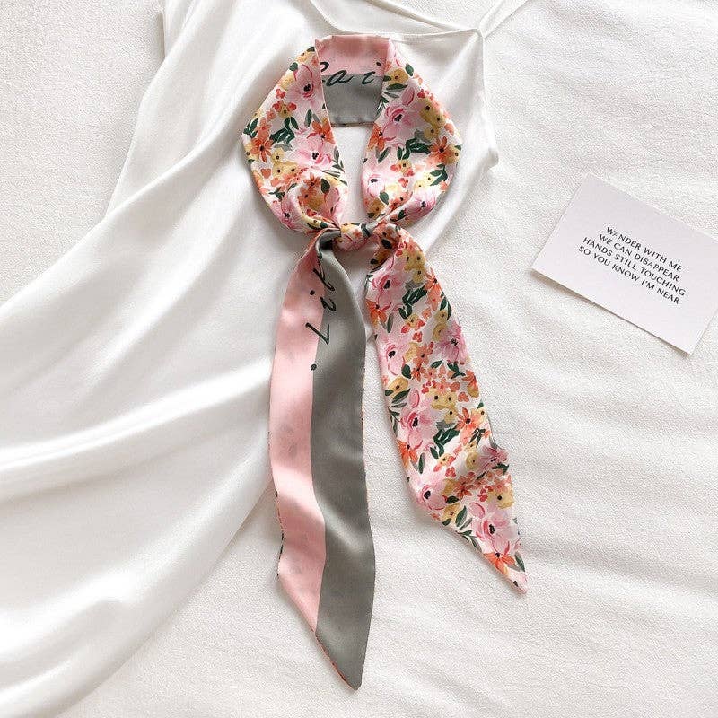 ShieldChic - Wholesale Scarf - Women's - Elegant Floral Long Silk Hair Scarf4