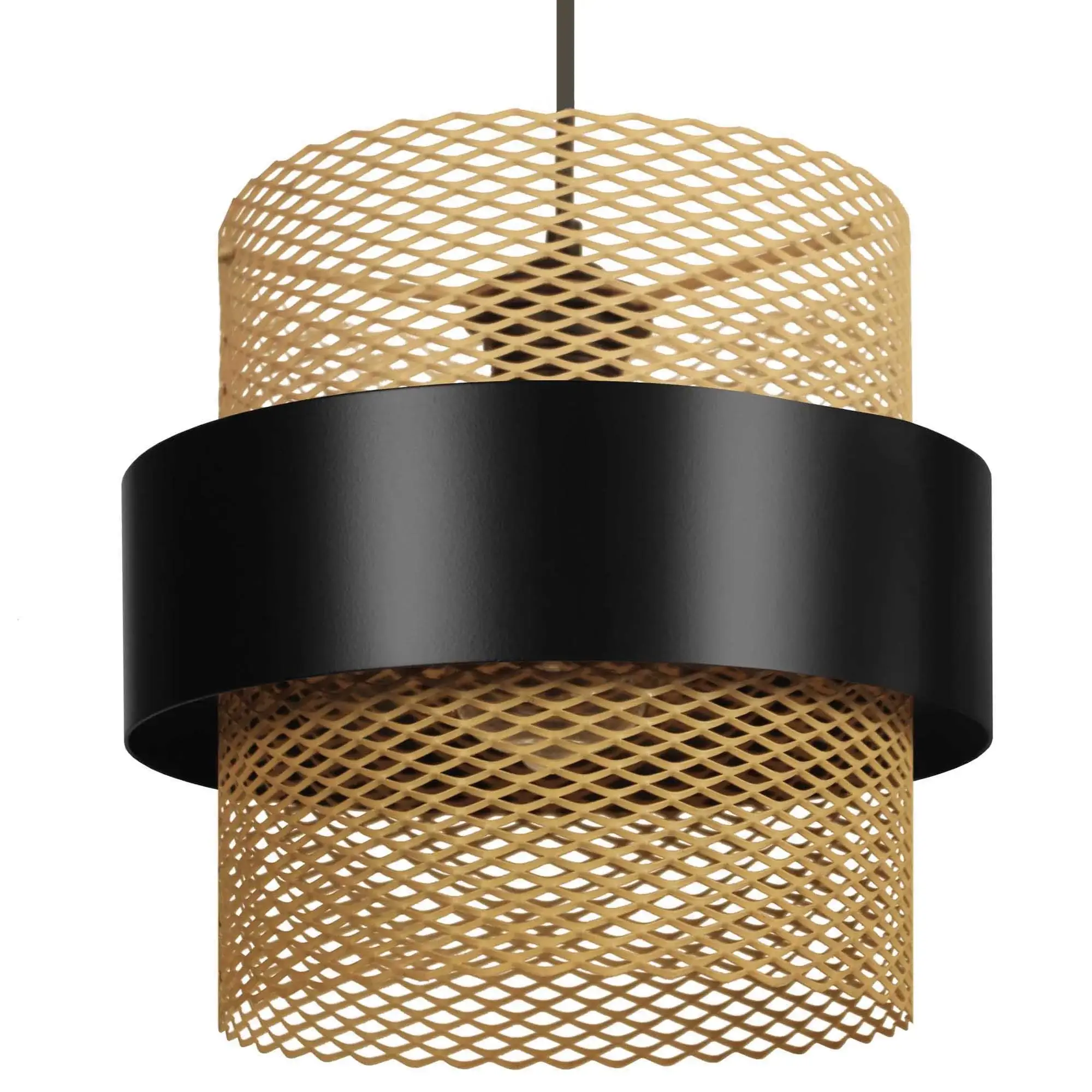 Tosel Shop - Wholesale Chandelier/Hanging Light - MISIS - Black And Gold Metal Cylindrical Suspension0