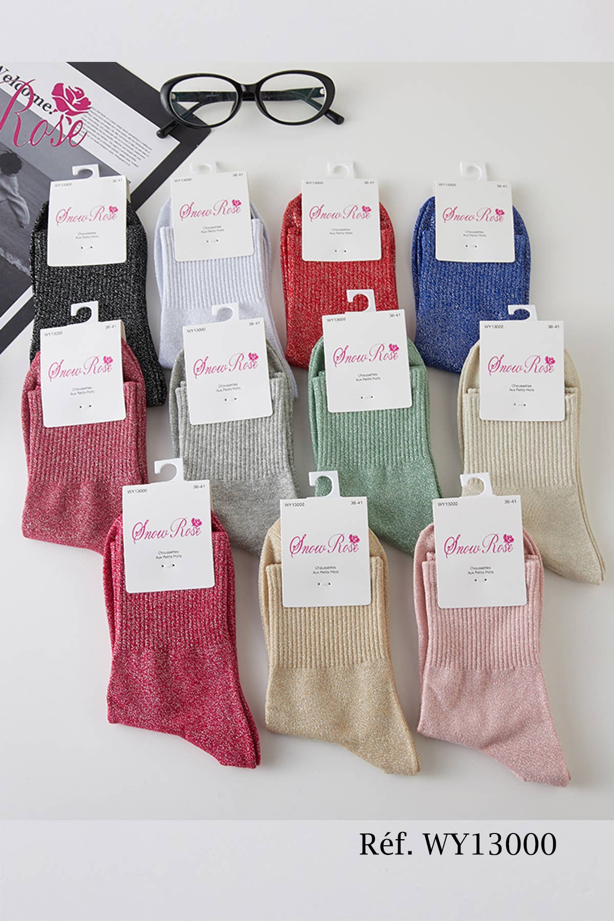 Assorted Plain shiny socks for wholesale on Faire