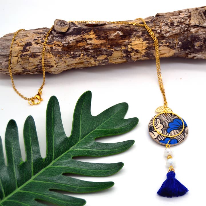 colorful necklace in wood and wax resin paper for wholesale by SUNKRIS