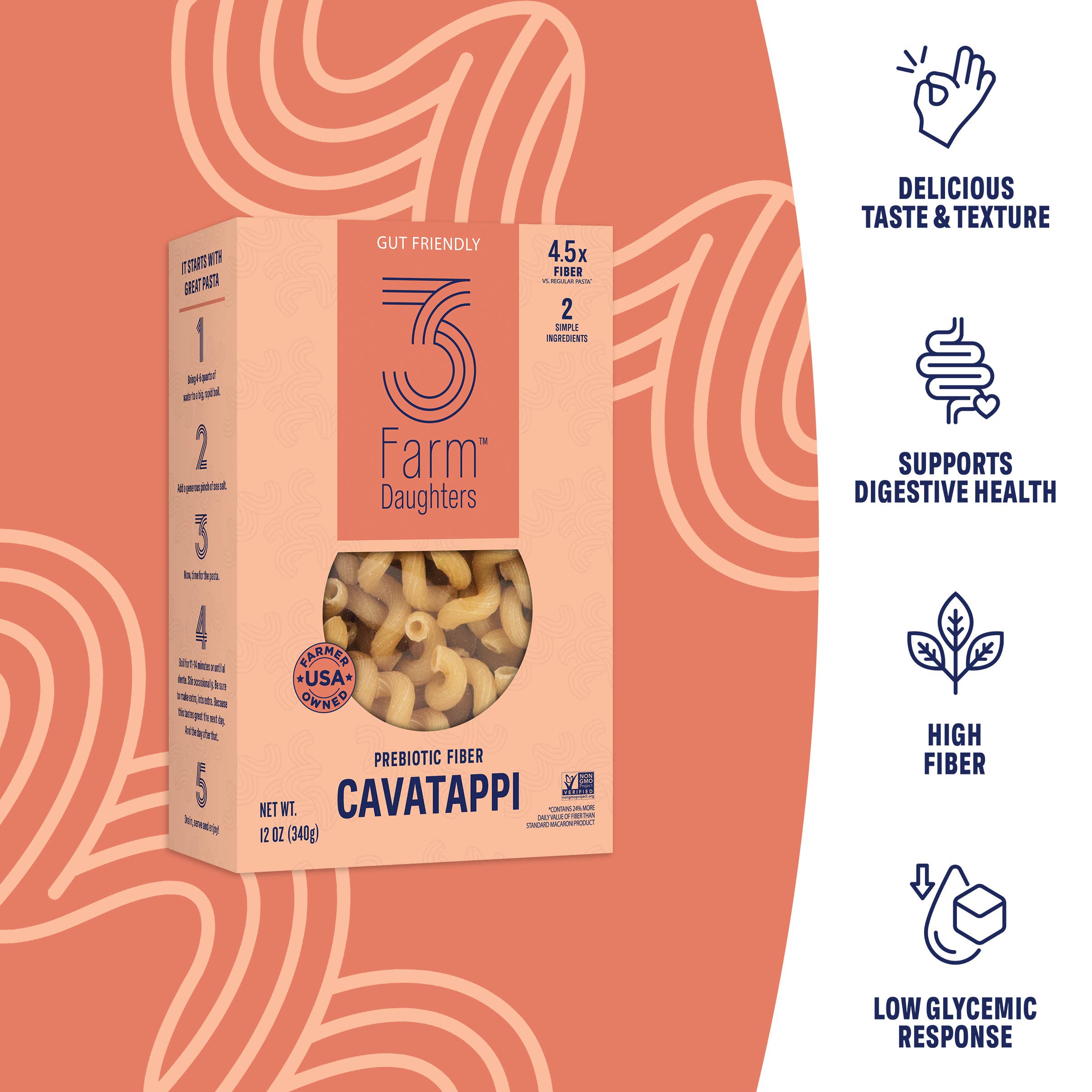 3 Farm Daughters - Wholesale Pasta - CAVATAPPI PASTA HIGH FIBER1