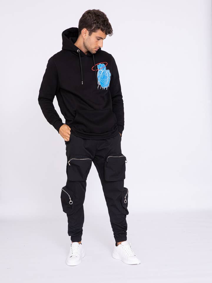 3D Zip Cargo Pockets Joggers - Black for wholesale by AARHON