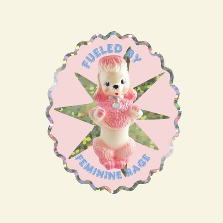Shellflower - Wholesale Sticker - Fueled By Feminine Rage Poodle Vinyl Glitter Sticker