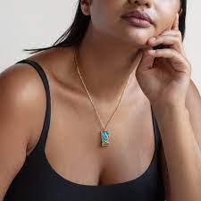 HoopLa – wholesale Pendant/charm necklace – Tarot Card Necklace Queen of Cups- Steel hand made4