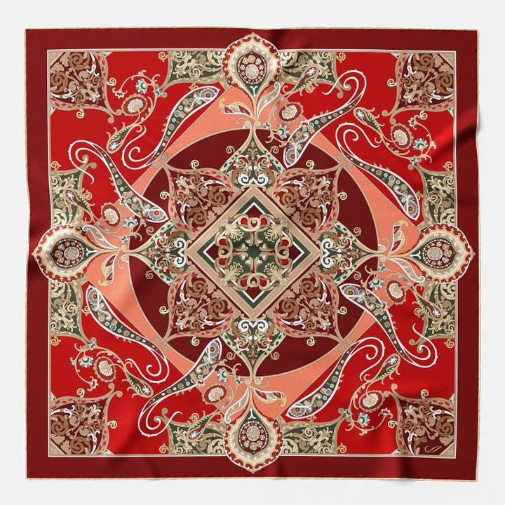 Romina - Silk Foulard - Red for wholesale by Elizabetta Made in Italy USA