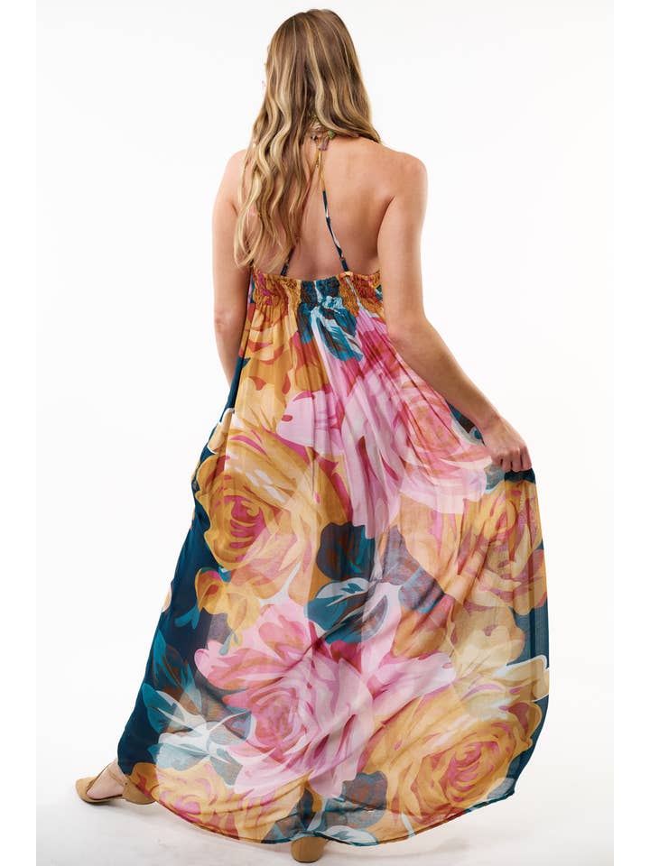 Teal rose Exotic Maxi Dress for wholesale on Faire