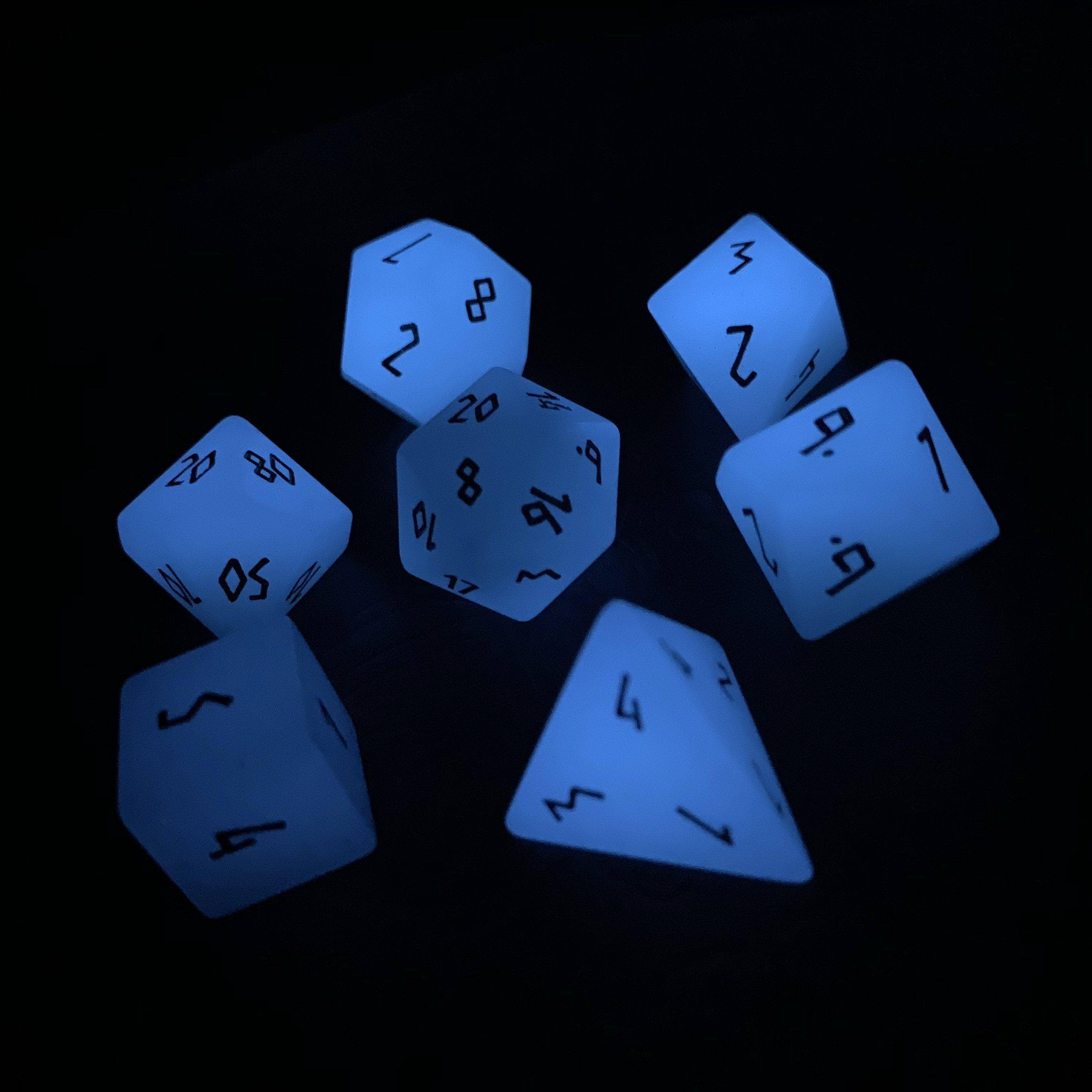 Norse Foundry - Wholesale Dice - Glowstone Blue - 7 Piece RPG Set Gemstone Dice4