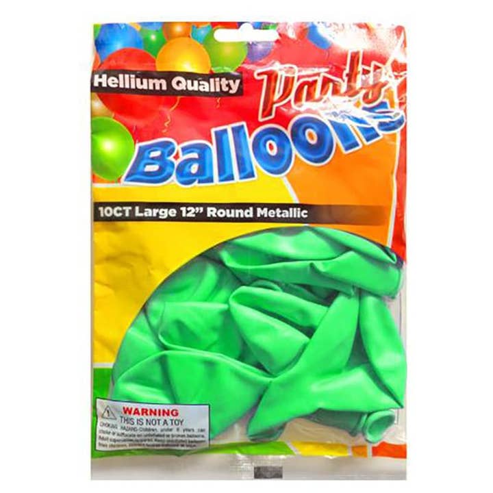 Deluxe Import Trading - Wholesale Balloon - 10 Pc 12" Green Metallic Round Balloons