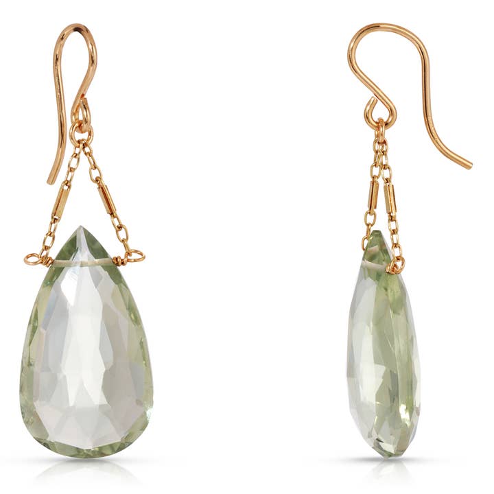 Elegant Earrings - Green Amethyst - 14K Gold-Filled for wholesale by Heather Hawkins