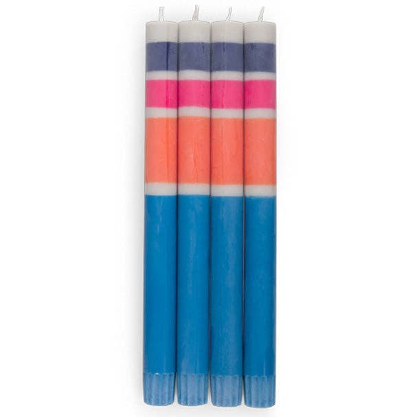 Velas de jantar Eco Listradas Laranja, Gaivota, Neyron, Midnight & Nanking Eco, 4 por embalagem por atacado de BRITISH COLOUR STANDARD - Europe