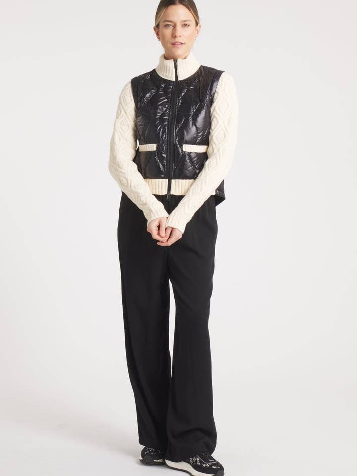 The Hyde | Quilted Down / Wool Jacket | Midnight Black / Beige for wholesale by Cotes of London