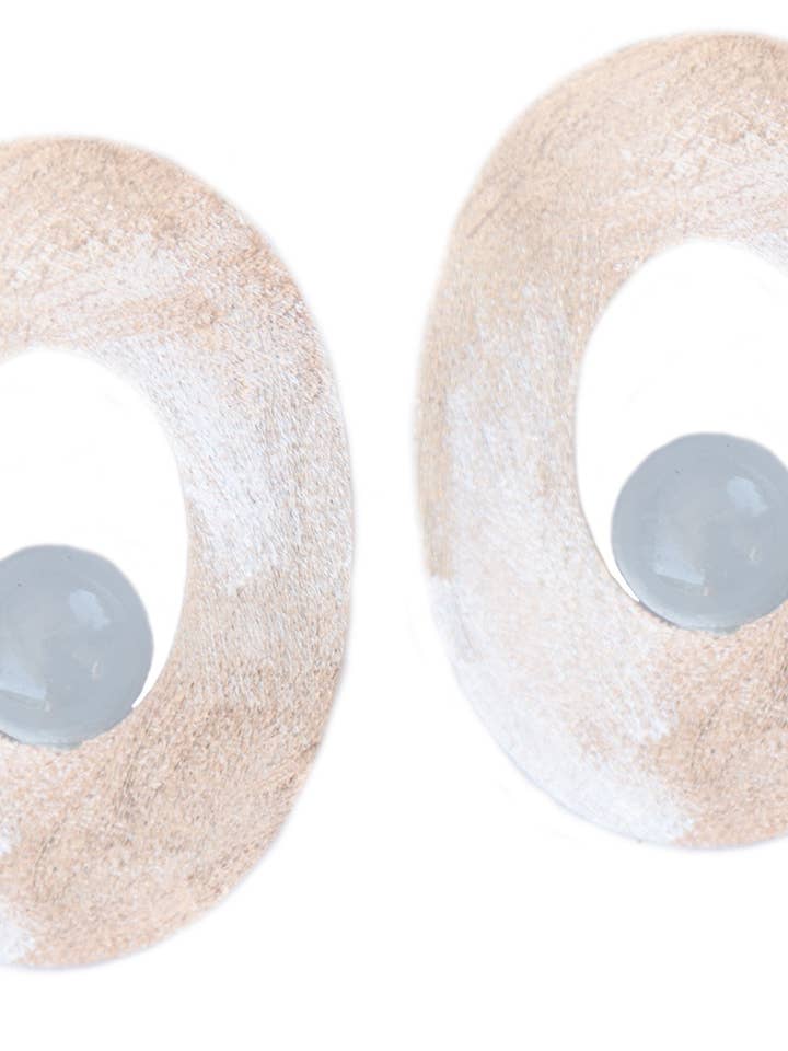 Brincos Grandes Oval Aqua Chaal por atacado de Negar Shams