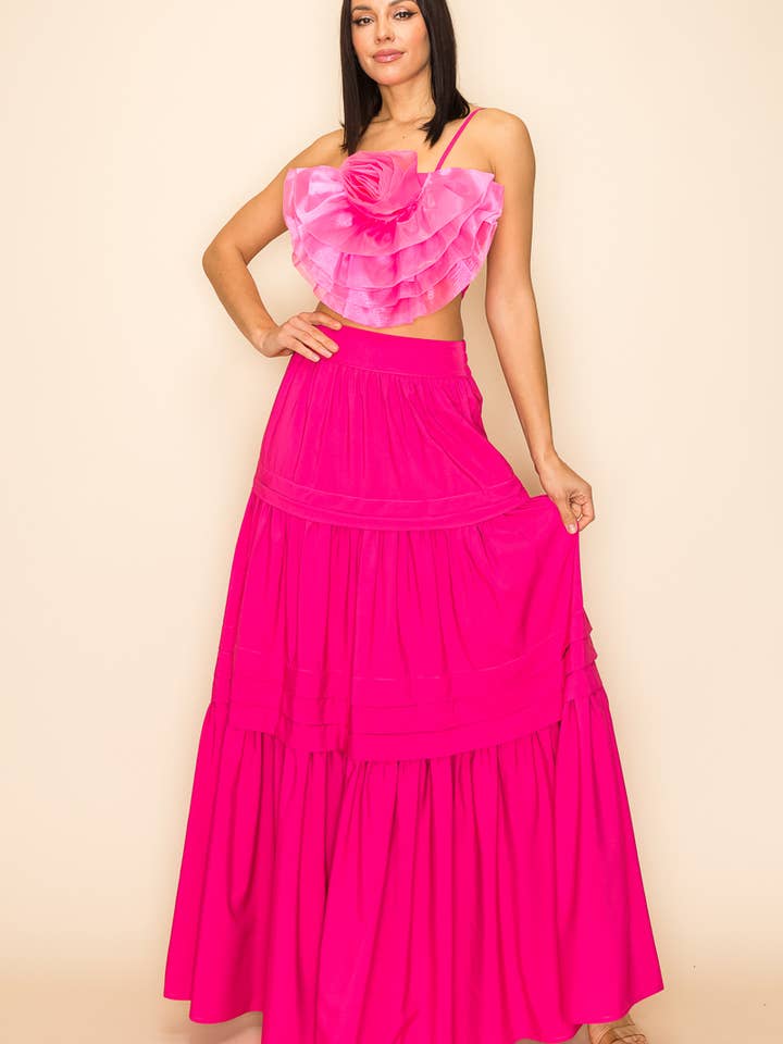 JUPE LONGUE AVEC TAILLE ÉLASTIQUE ET POCHES - Jupe seule pour la vente par QMP Moda