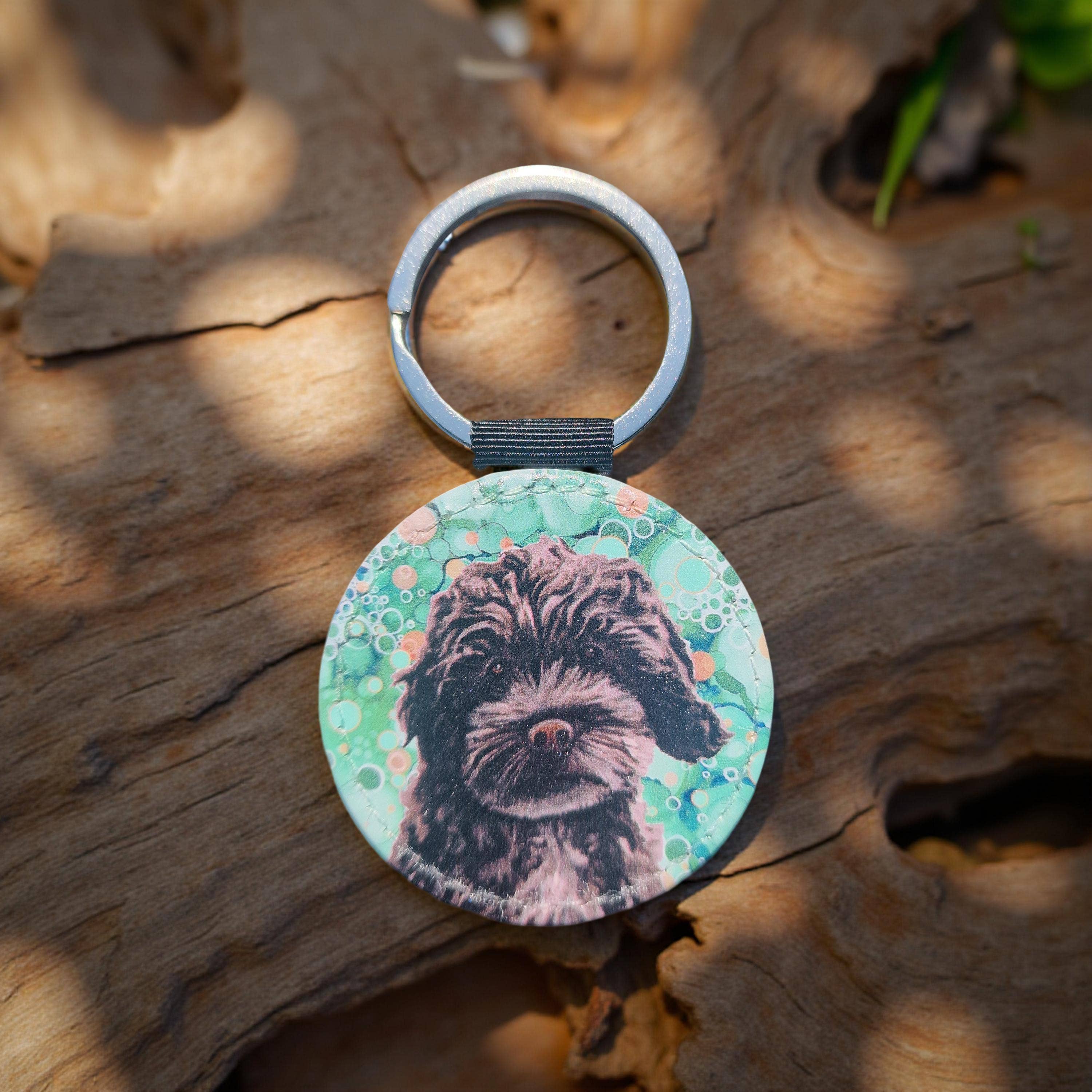 By Jo Crafts – Porta-chaves - Mulher por atacado – 121-KR - Porta-chaves de Cão Cockerpoo Preto em Pele Sintética1