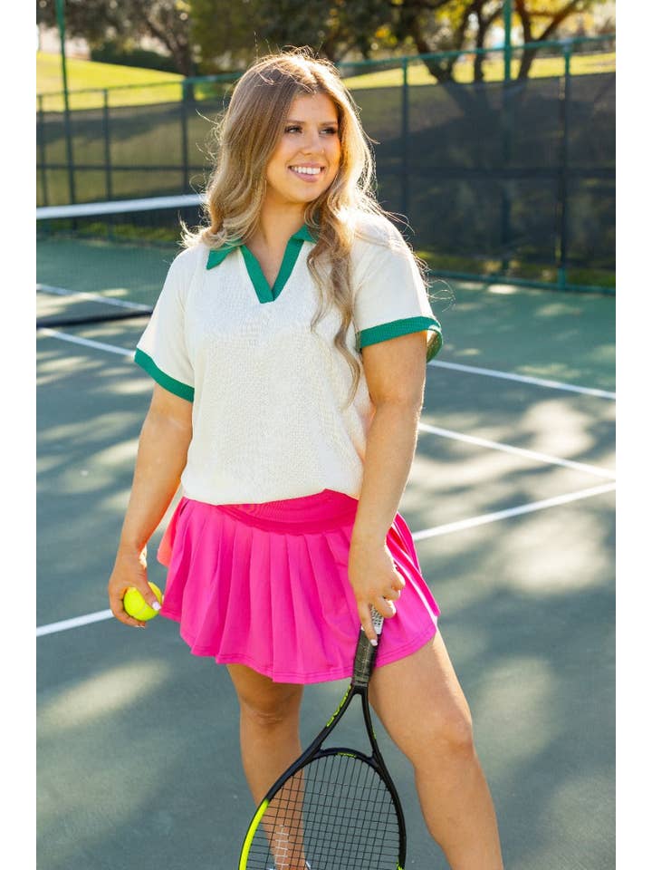 Hot Pink Pleated Skort With Pocket for wholesale on Faire