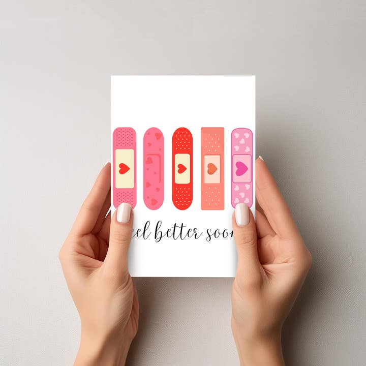 By Megan - Wholesale Get Well Card - Feel Better Soon | Bandage Heart Get Well Card