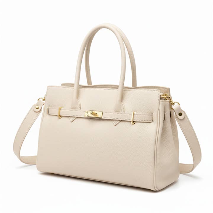 Saco de couro AUDACE – Bege – Feito na Itália por atacado de ZEEN