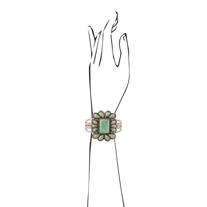 Barse Jewelry - Wholesale Cuff Bracelet - Bronze and Stone Turquoise Statement Cuff Bracelet