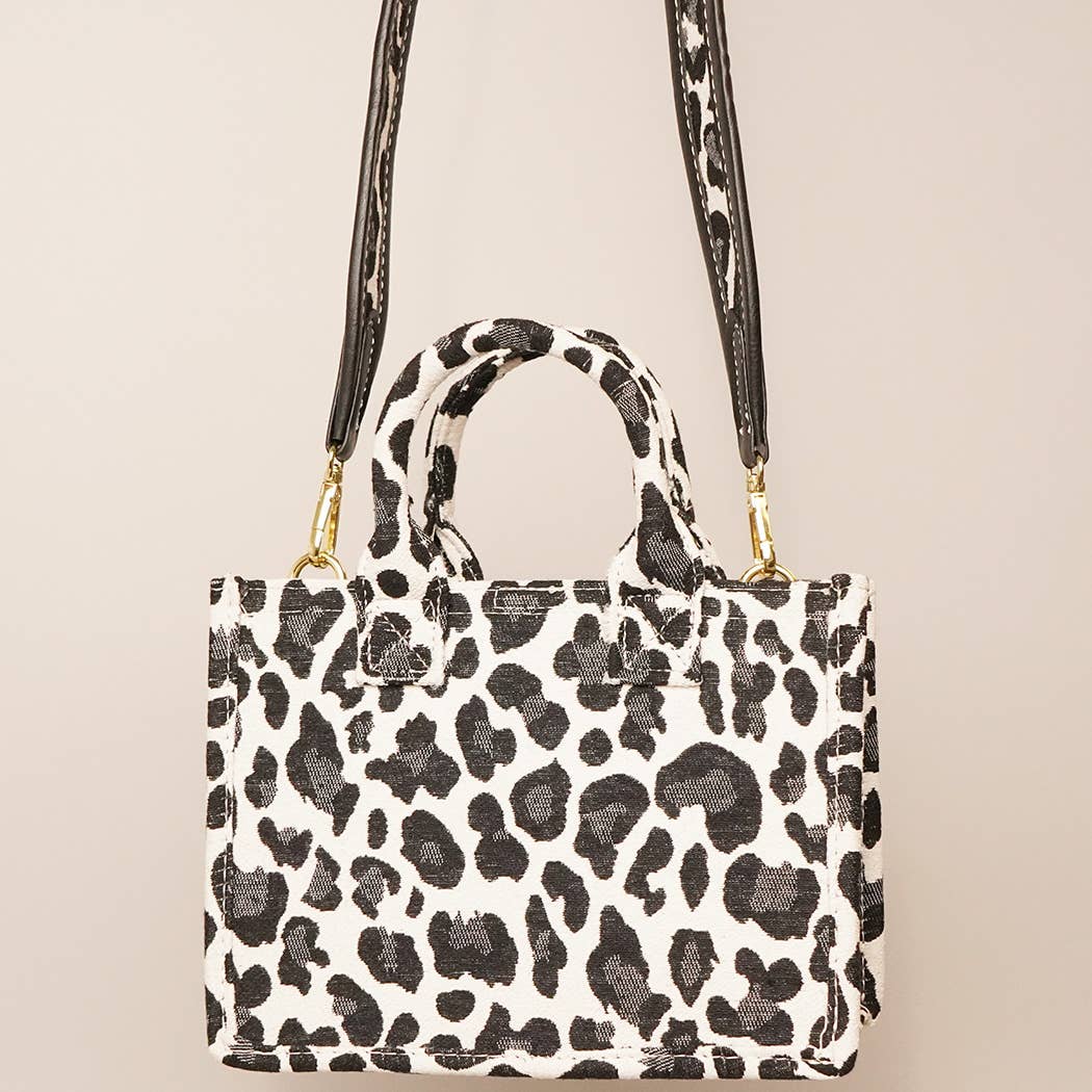 Fashion City – Sacola - Mulher por atacado – Bolsa Mini Tote com Estampa de Onça e Alça Removível1