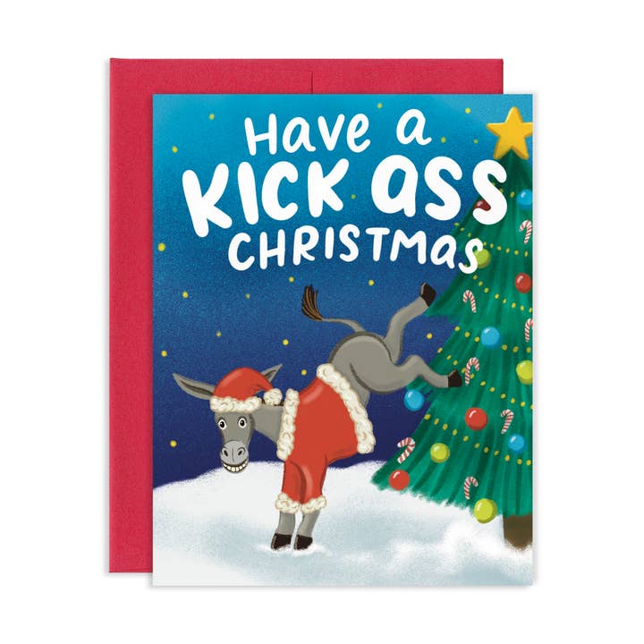 Carte de vœux de Noël amusante - Âne - Noël qui déchire pour la vente par Grey Street Paper