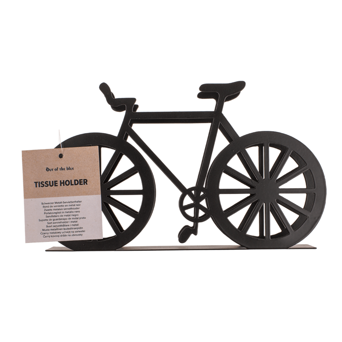 Out of the blue KG - Wholesale Tissue Box - Black metal tissue holder, bicycle, ca. 19 x 3 x1