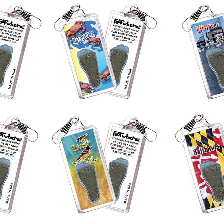 Baltimore FootWhere® Souvenir Zipper-Pull. 72 pieces/6 assorted styles. for wholesale by FootWhere- USA Group, Inc.