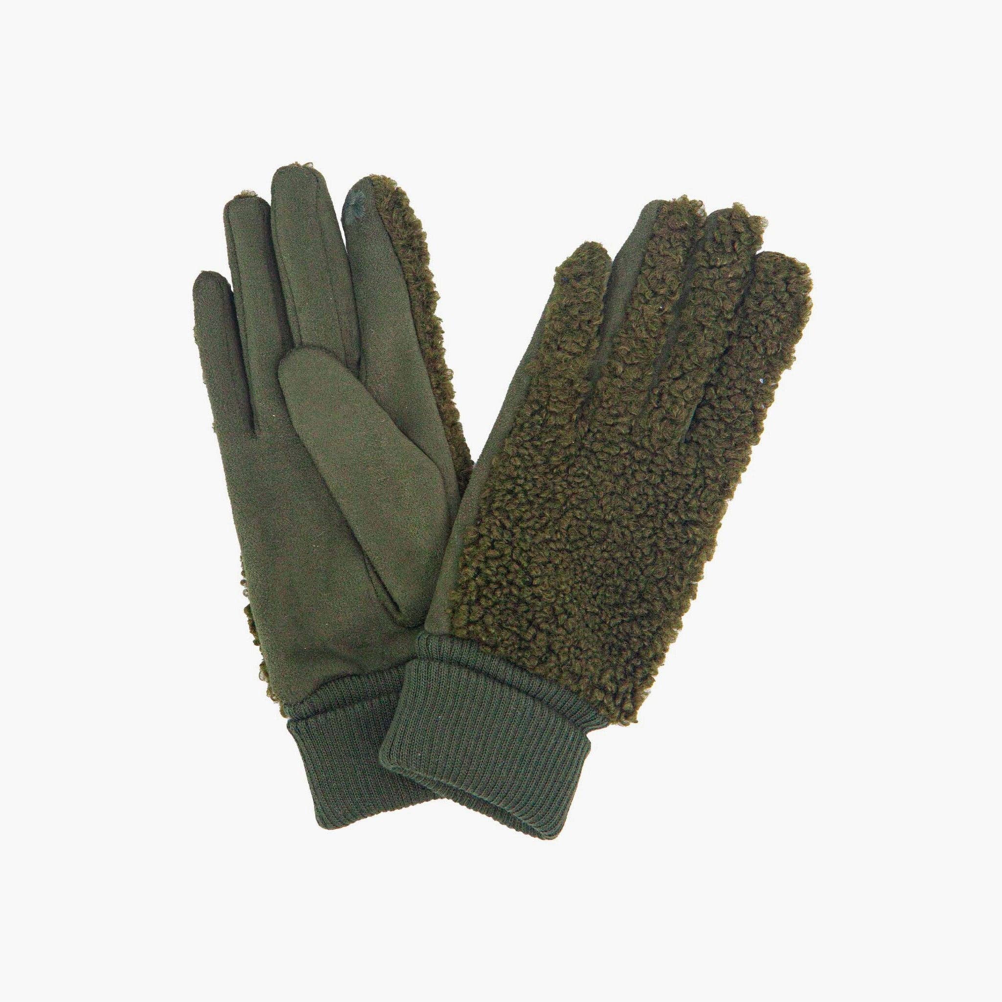 Sarta Accessories – wholesale Gloves – Women's – Winnie Khaki Borg Fleece Gloves