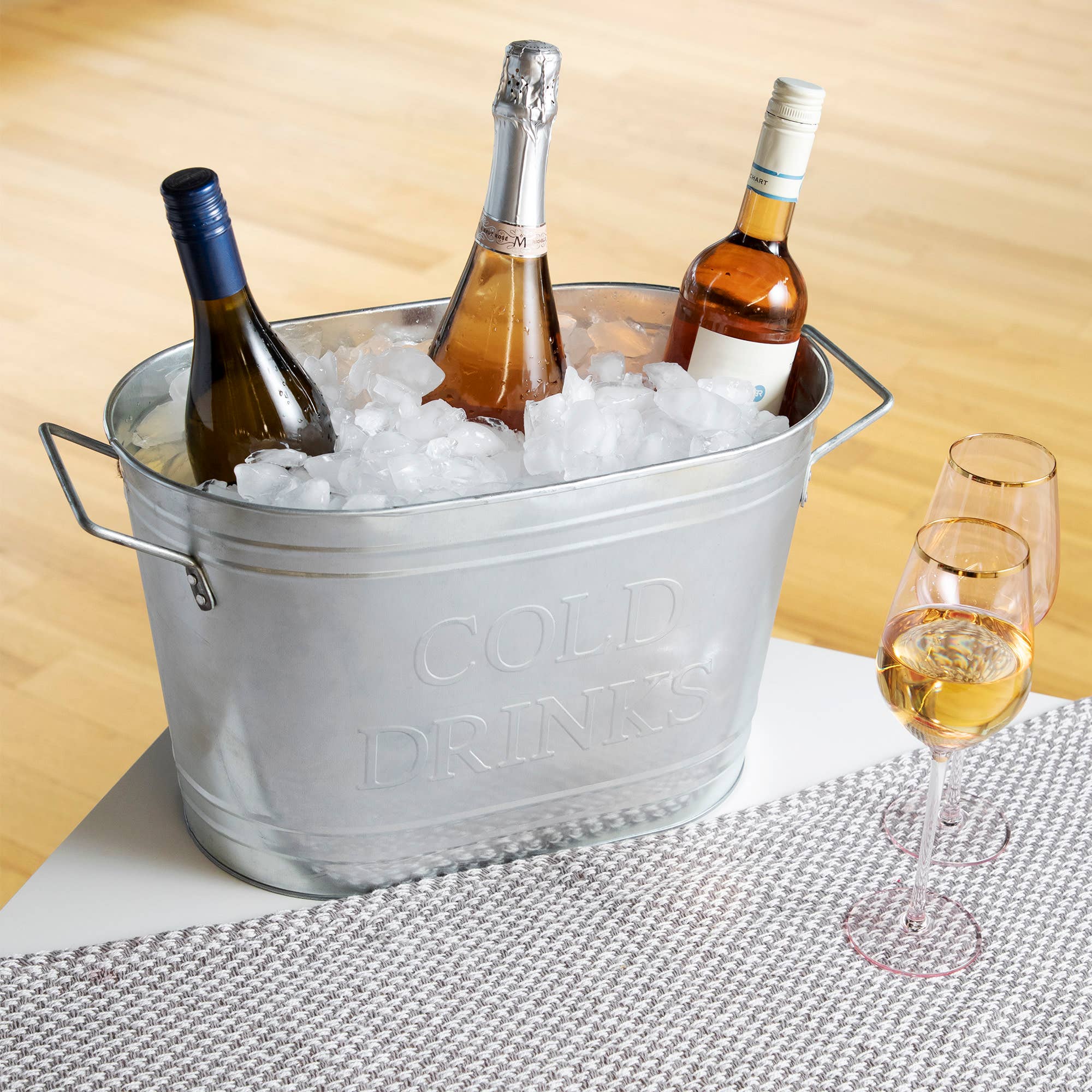 Twine - Wholesale Ice Bucket - Galvanized Metal Beverage Tub with Handles Cold Drinks3