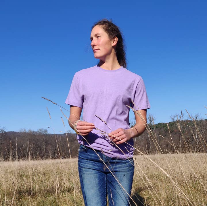 Purple Rose Hemp T-Shirt | 55% Hemp, 45% Organic Cotton for wholesale by Aurelian Hemp